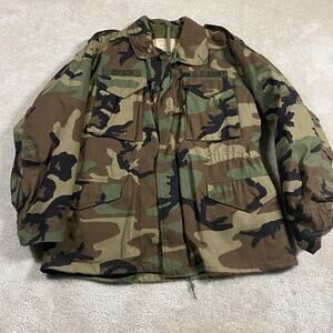 VTG Military Camo Jacket Mens M Woodland Insulated Liner U.S. Army John Ownbey